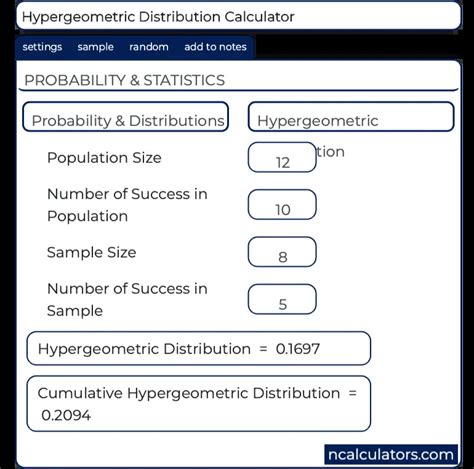 Hypergeometric Distribution Probability Calculator.